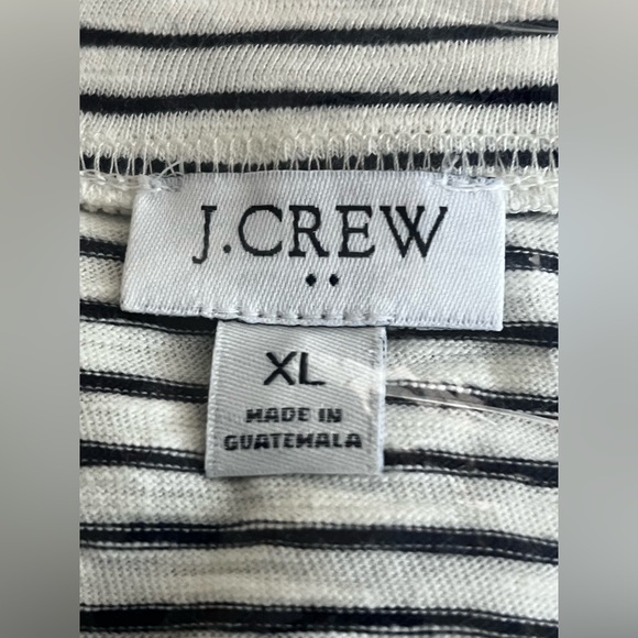 J Crew Women's Striped Tie Waist Mini Shirt Dress 100% Cotton Party Black White - Picture 3 of 6